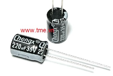 220uF/35V ±20% Aluminum Electrolytic Capacitor, Size 8x12mm