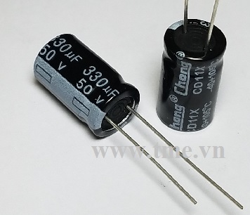 330uF/50V ±20% Aluminum Electrolytic Capacitor, Size 10x17mm