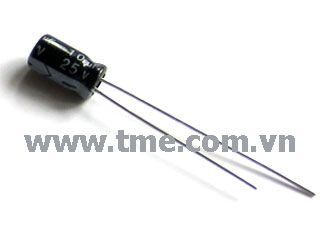 10uF/25V ±20% Aluminum Electrolytic Capacitor, 4x7mm